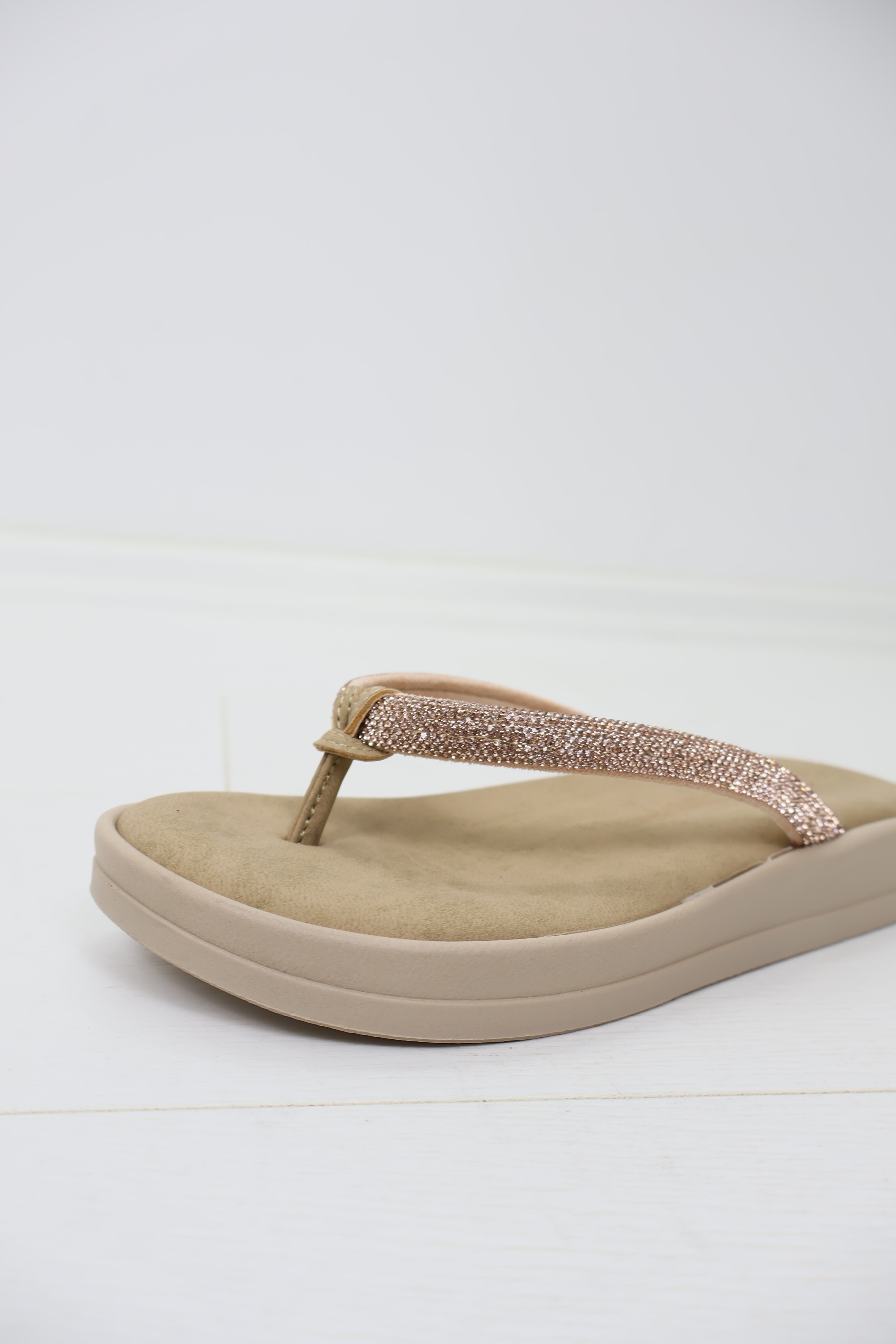 Ceyo 9986-7 Taşlı Parmak Arası Platform Terlik - Bronz