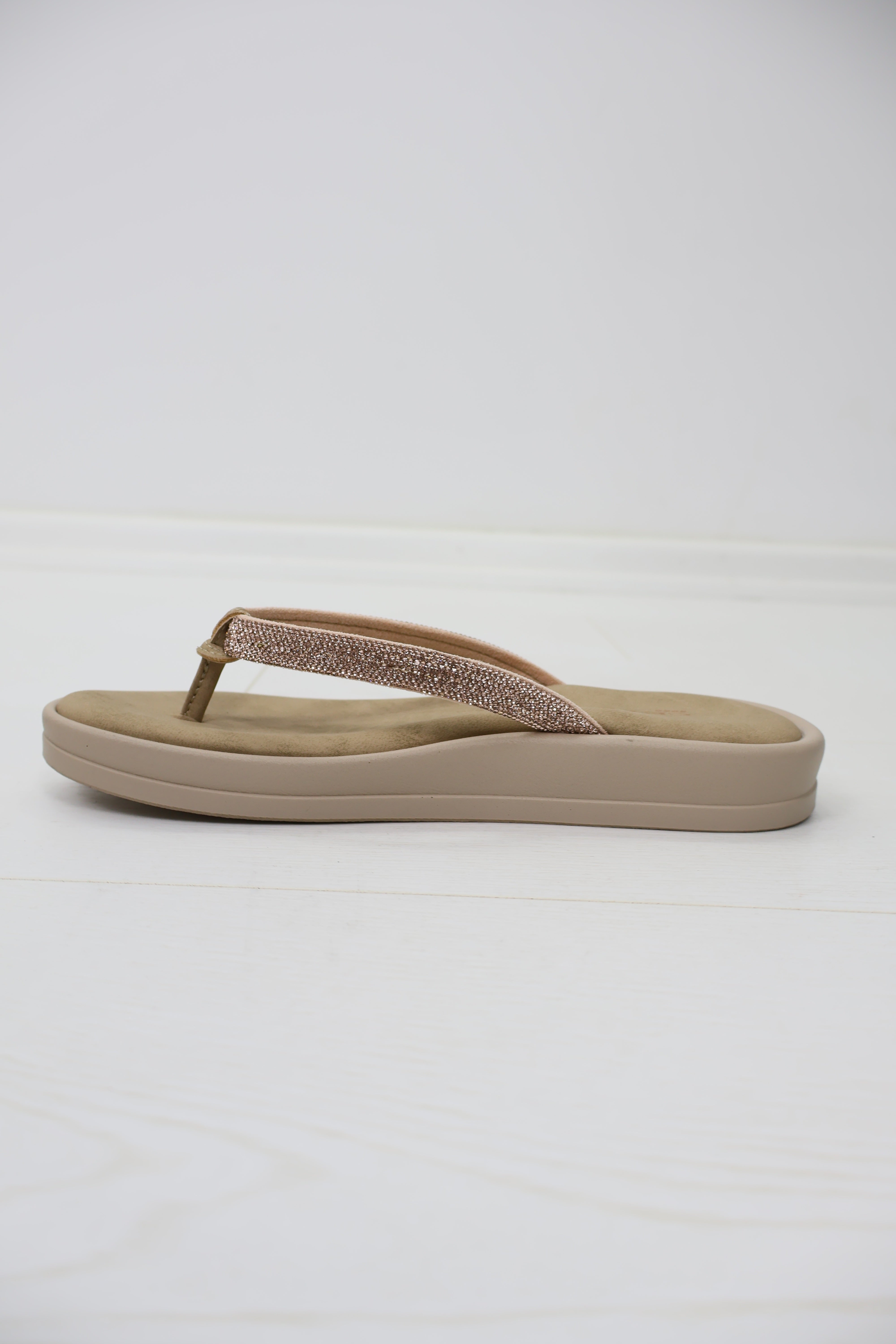 Ceyo 9986-7 Taşlı Parmak Arası Platform Terlik - Bronz