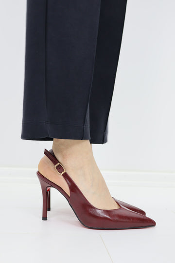Leona Slingback Topuklu Ayakkabı – Bordo