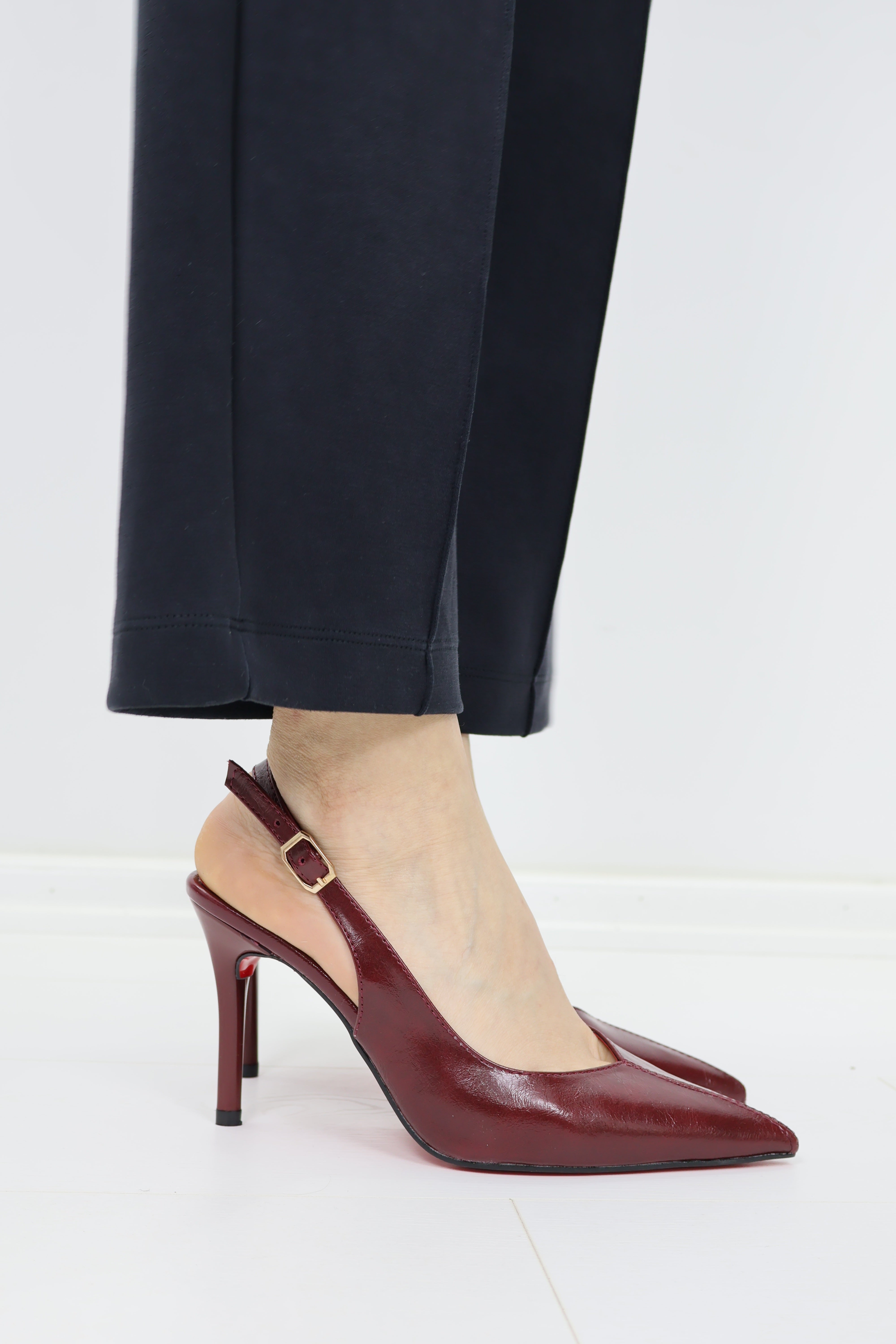 Leona Slingback Topuklu Ayakkabı – Bordo