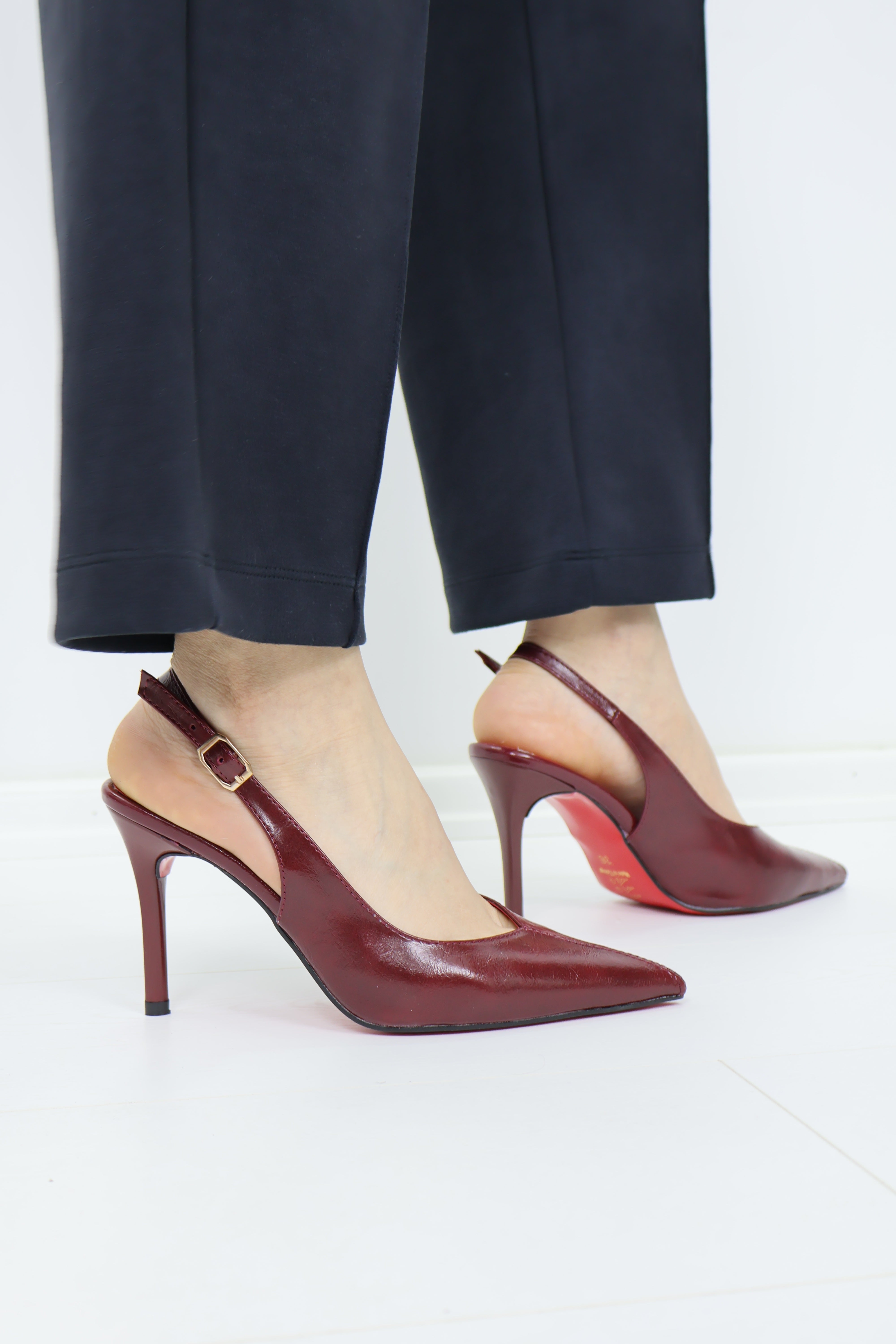 Leona Slingback Topuklu Ayakkabı – Bordo