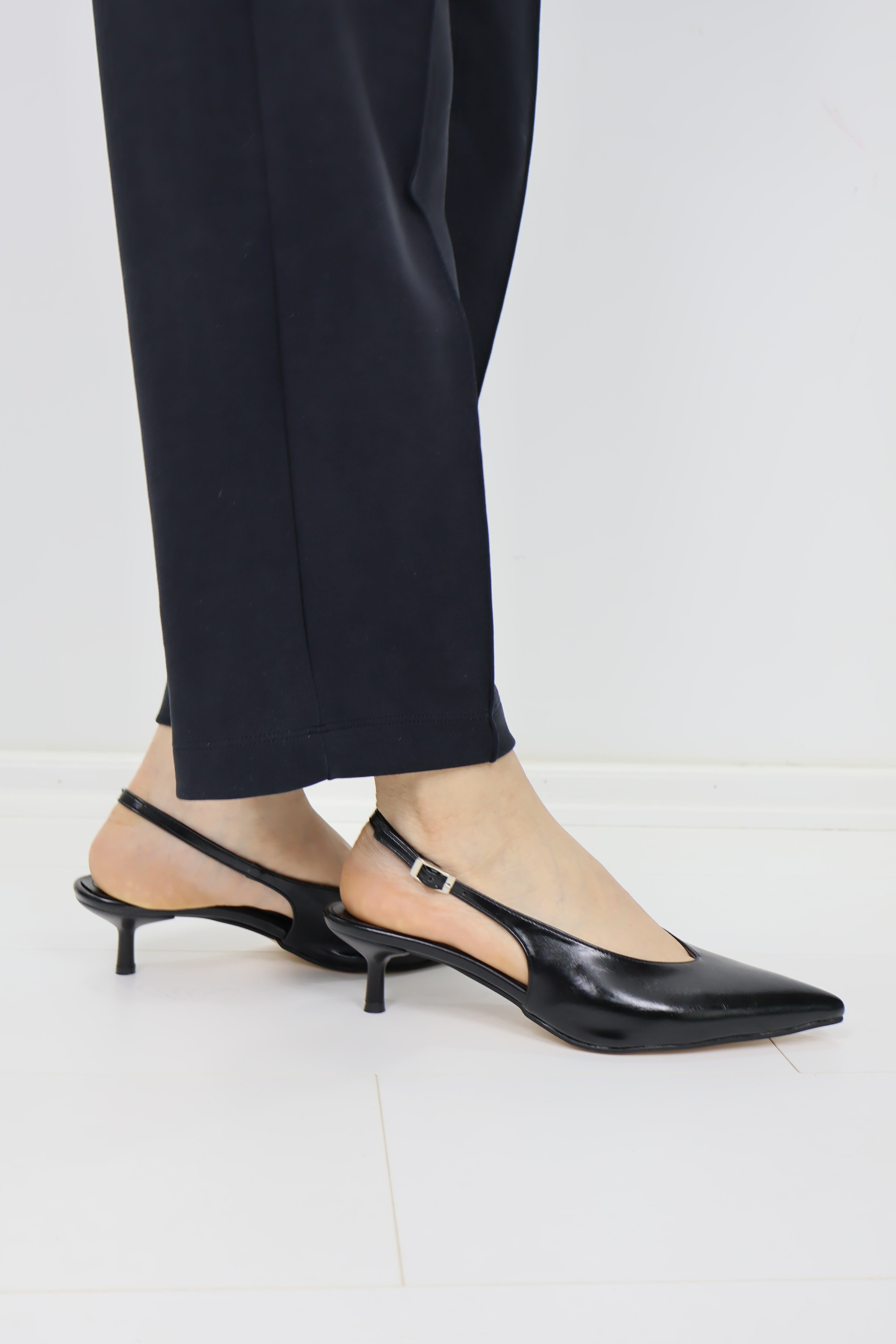 Kitten Heel Slingback Ayakkabı – Siyah