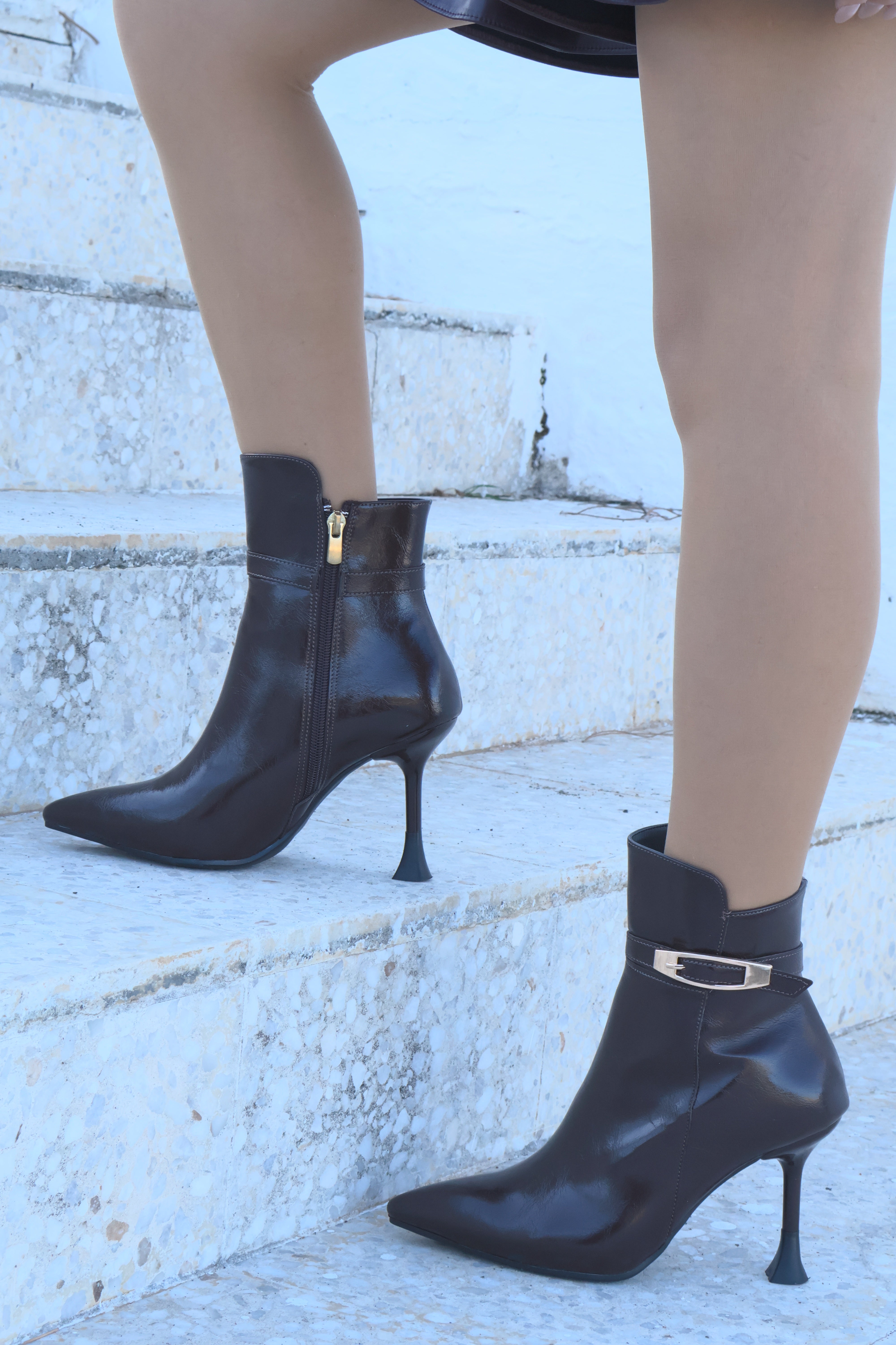 Crısta Kadın Gold Toka Detaylı İnce Topuklu Bot