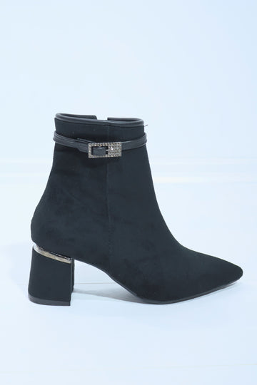 Darla Siyah Süet Taş Detaylı