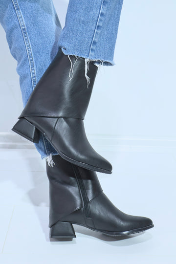 Diorin Kadın Siyah Kovboy Orta Topuk