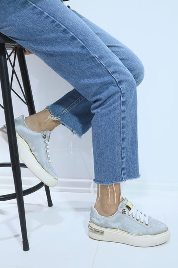 Kadın Süvet İnce Şerit Detaylı Spor Ayakkabı