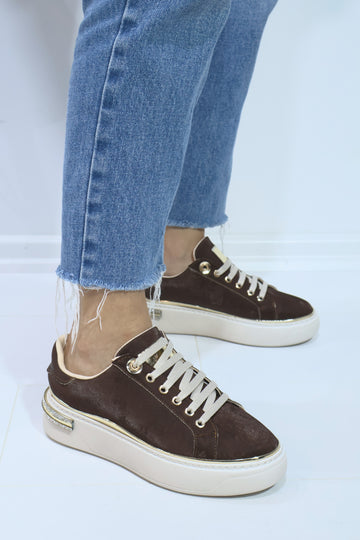 Kadın Süvet İnce Şerit Detaylı Spor Ayakkabı