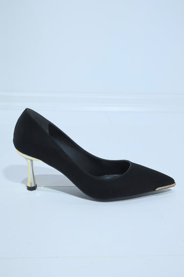 Kadın İpek Saten Önü Gold Toka Detaylı Stiletto