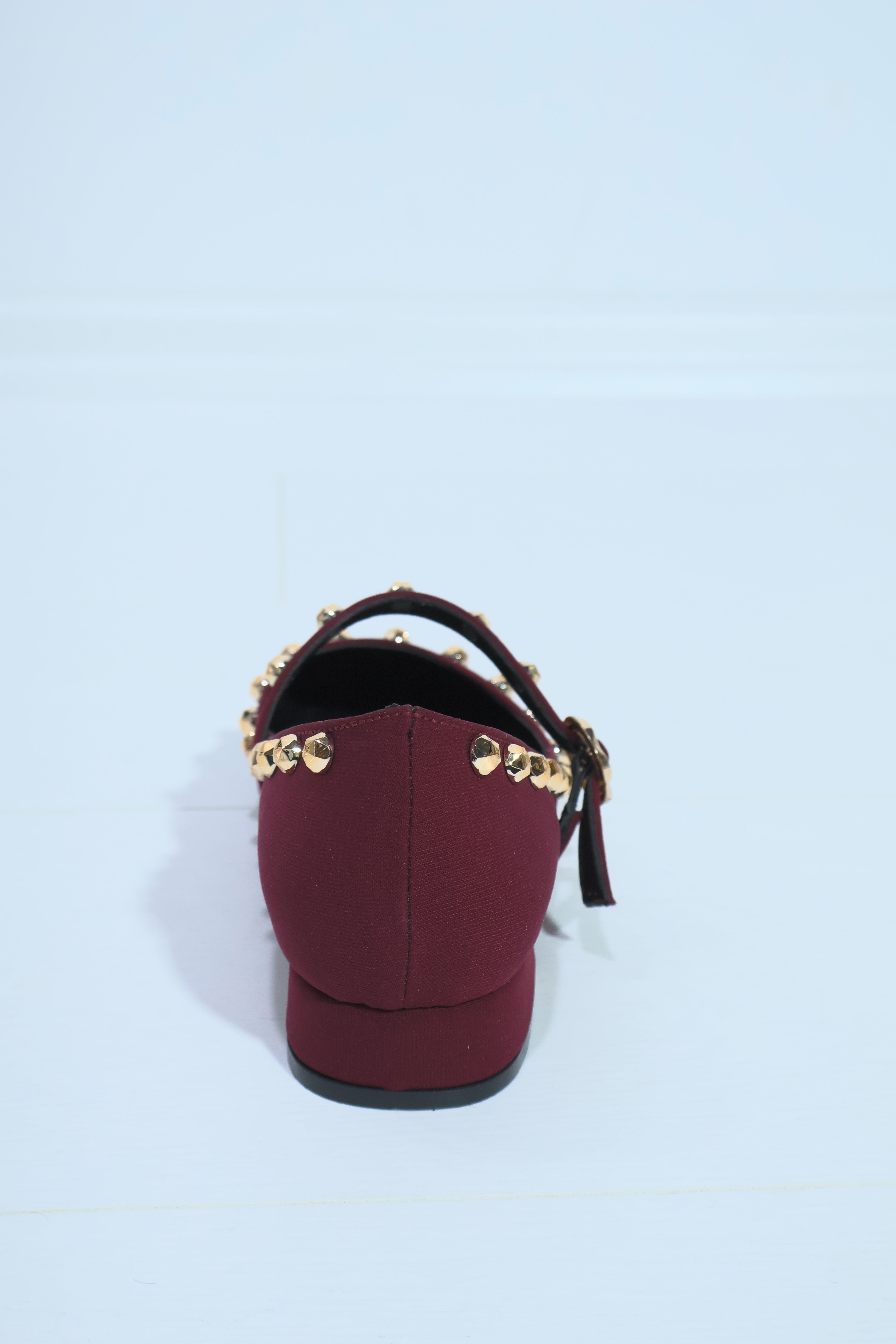 Aura Bordo Zımba Detay Süet Topuklu Babet