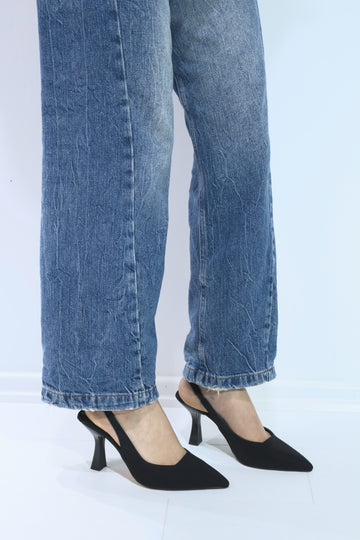 Zara Siyah Mat Saten Sivri Burun Stiletto