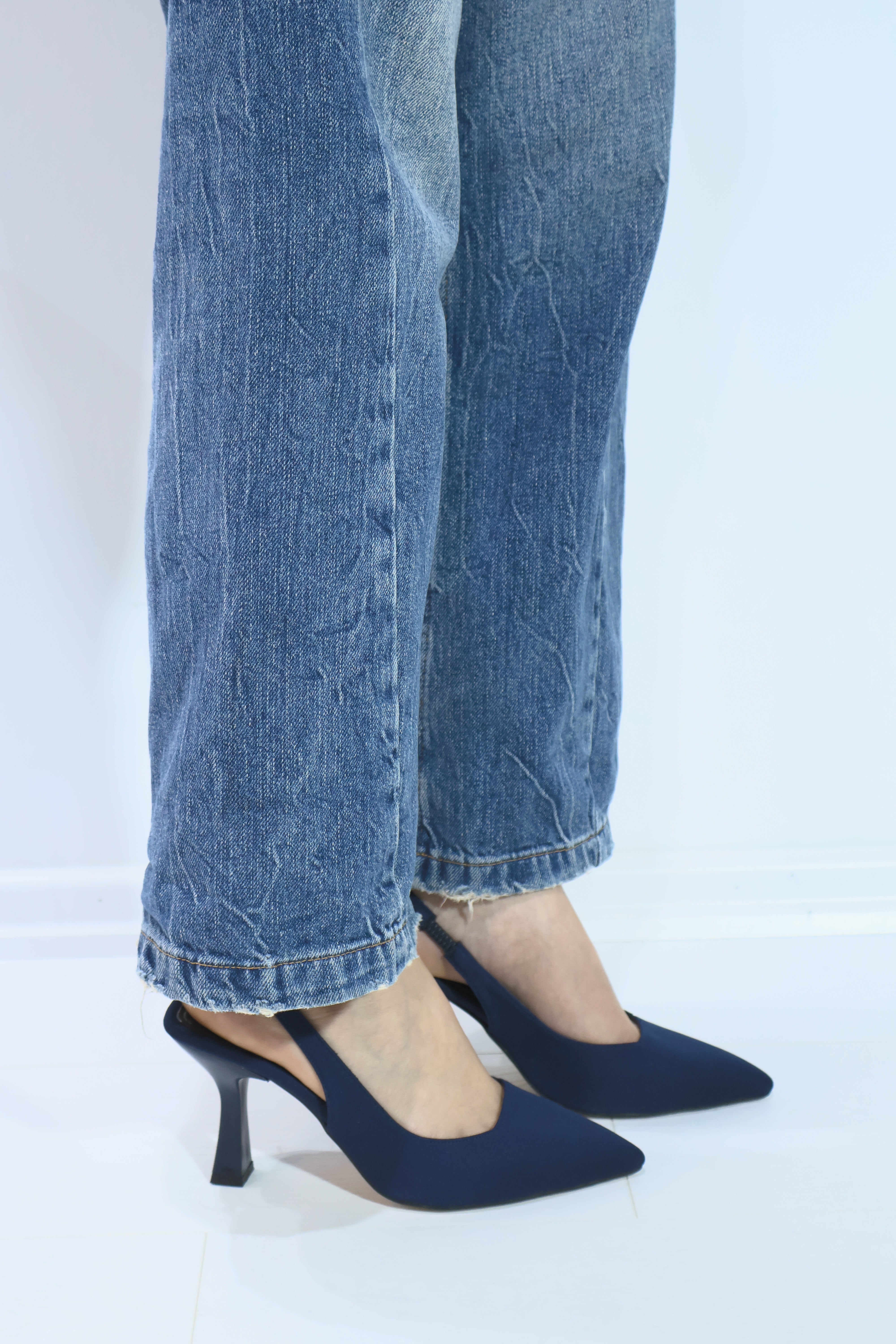 Zara Lacivert Mat Saten Sivri Burun Stiletto