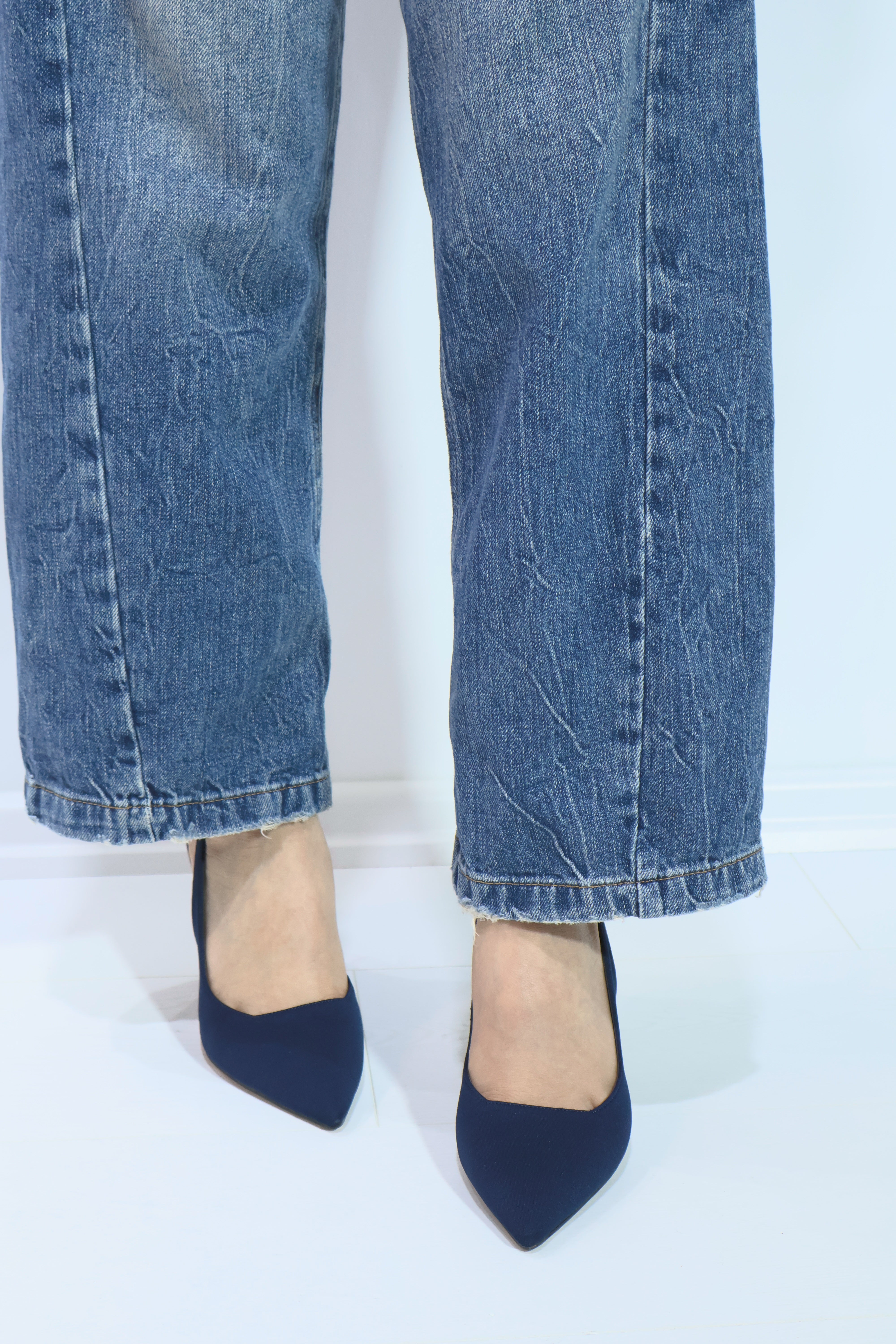 Zara Lacivert Mat Saten Sivri Burun Stiletto