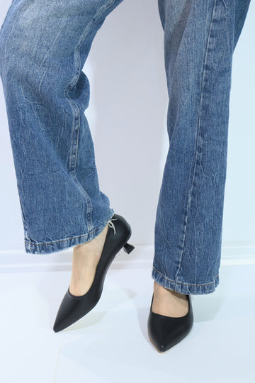 Gult Kadın Siyah Kısa Topuk Sivri Burunlu Stiletto