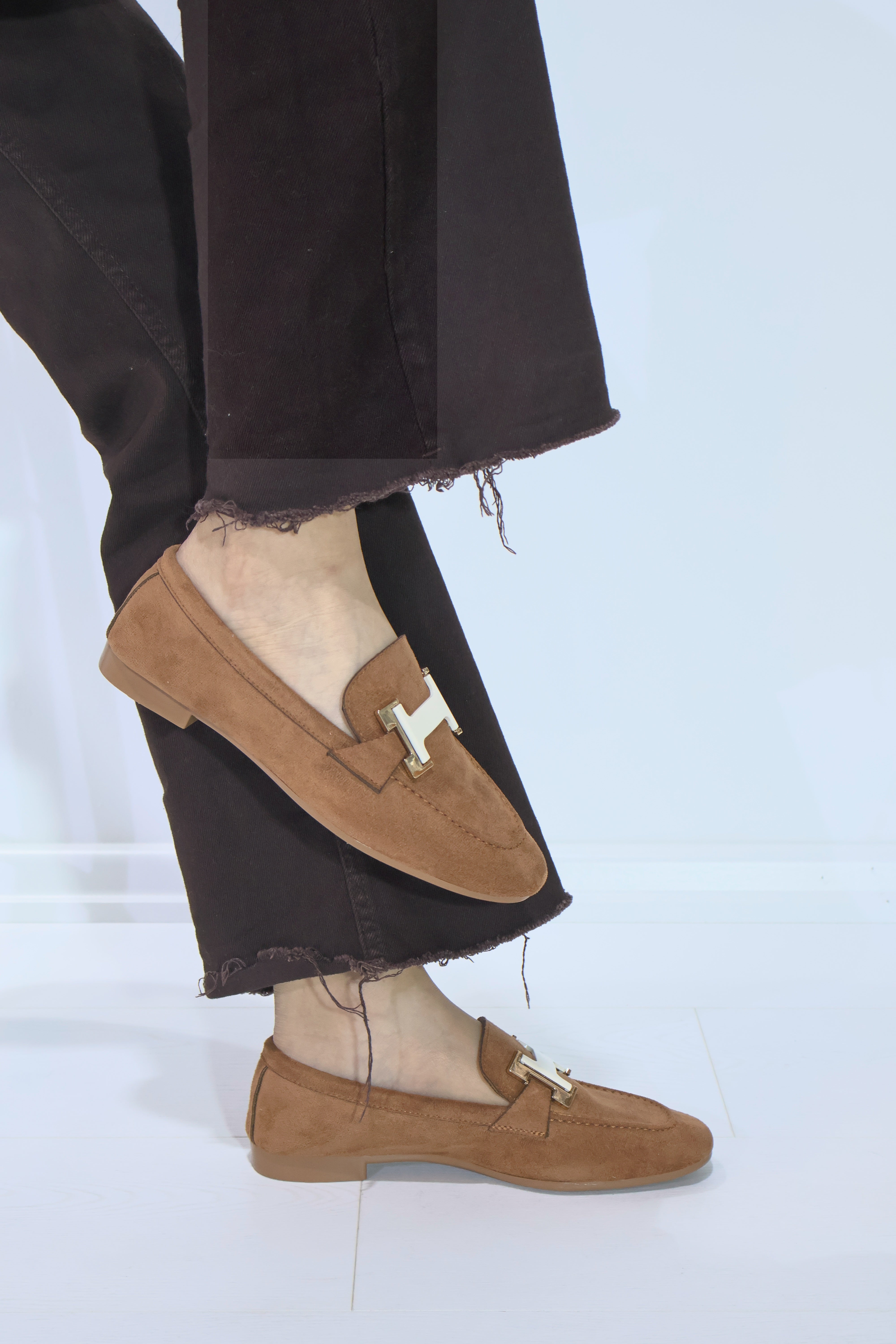 Kadın Taba Süet H Tokalı Loafer Ayakkabı