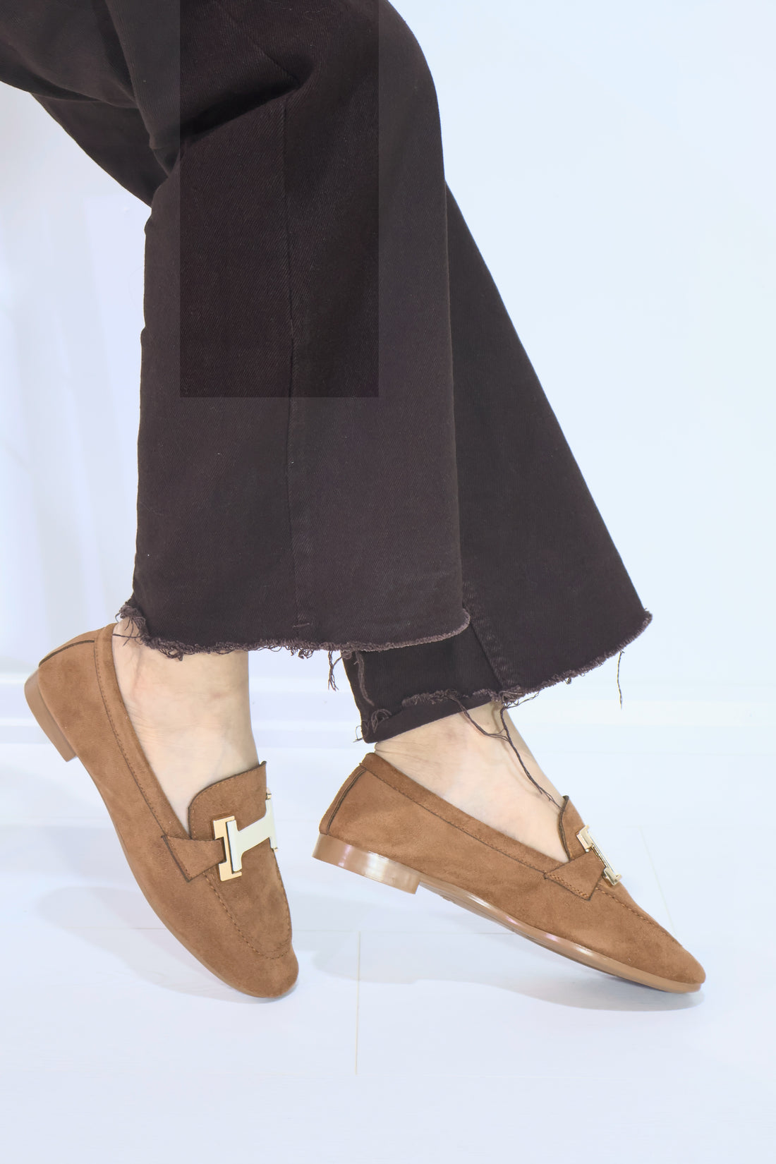 Kadın Taba Süet H Tokalı Loafer Ayakkabı