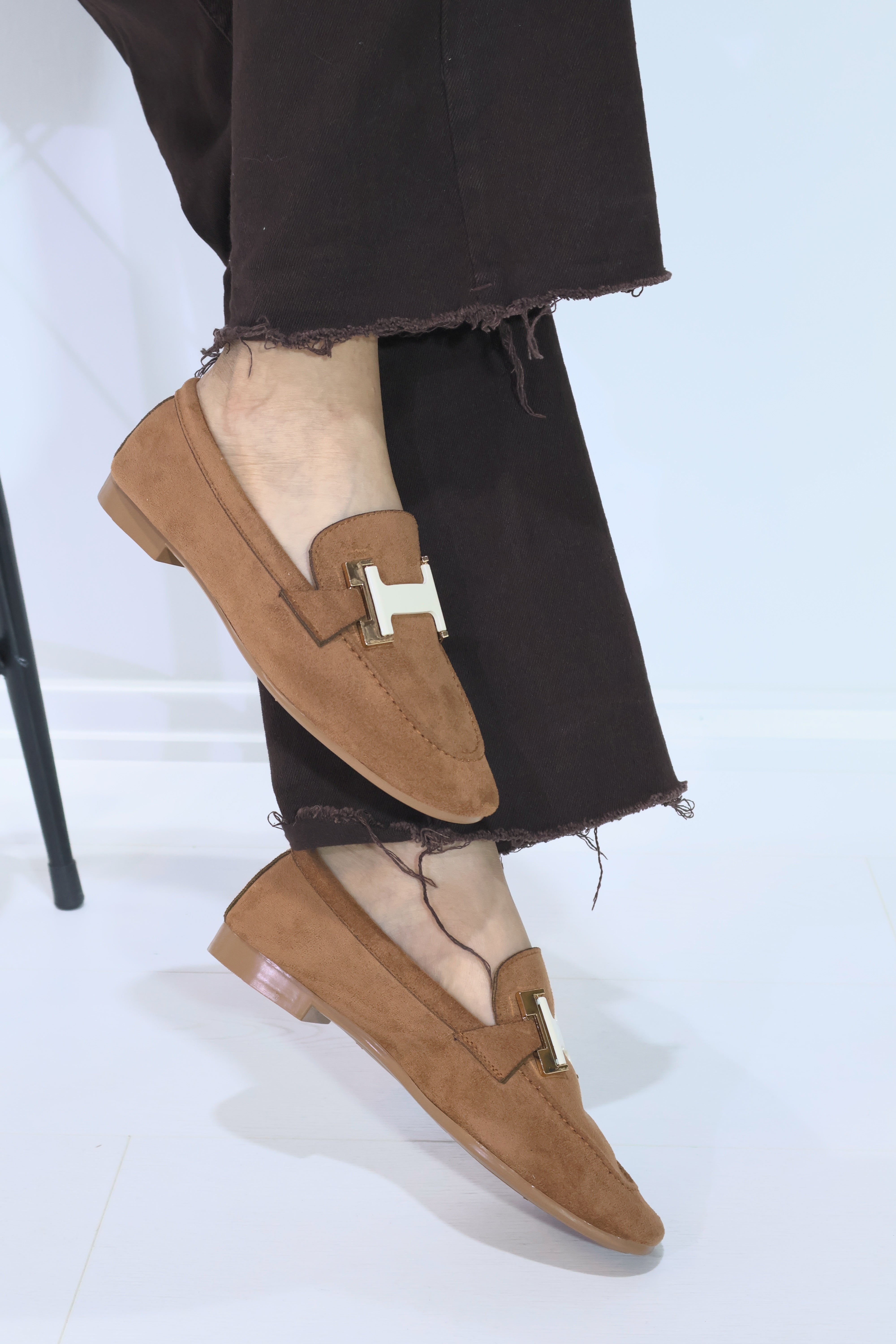 Kadın Taba Süet H Tokalı Loafer Ayakkabı