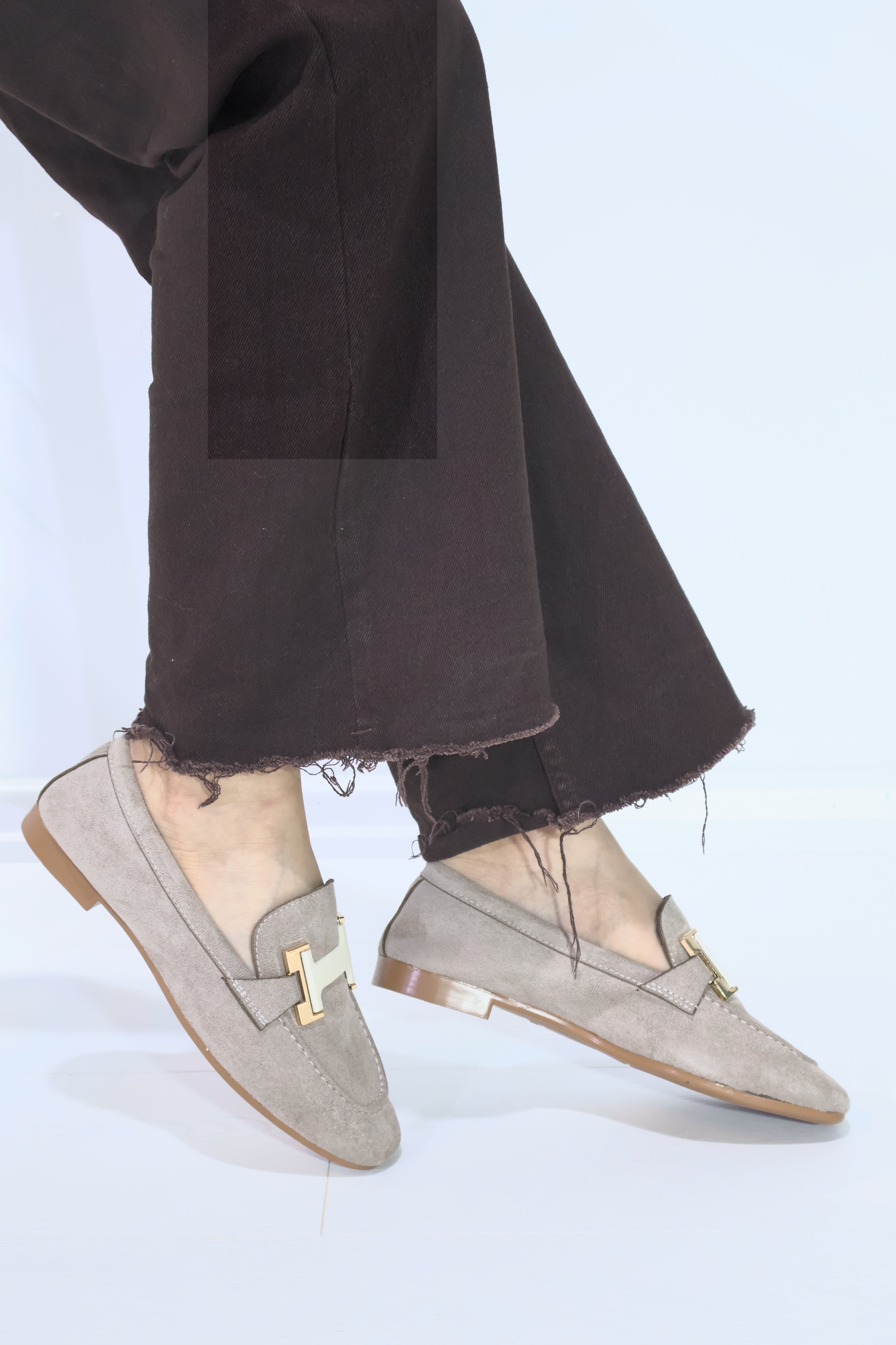 Kadın Süet H Tokalı Loafer Ayakkabı