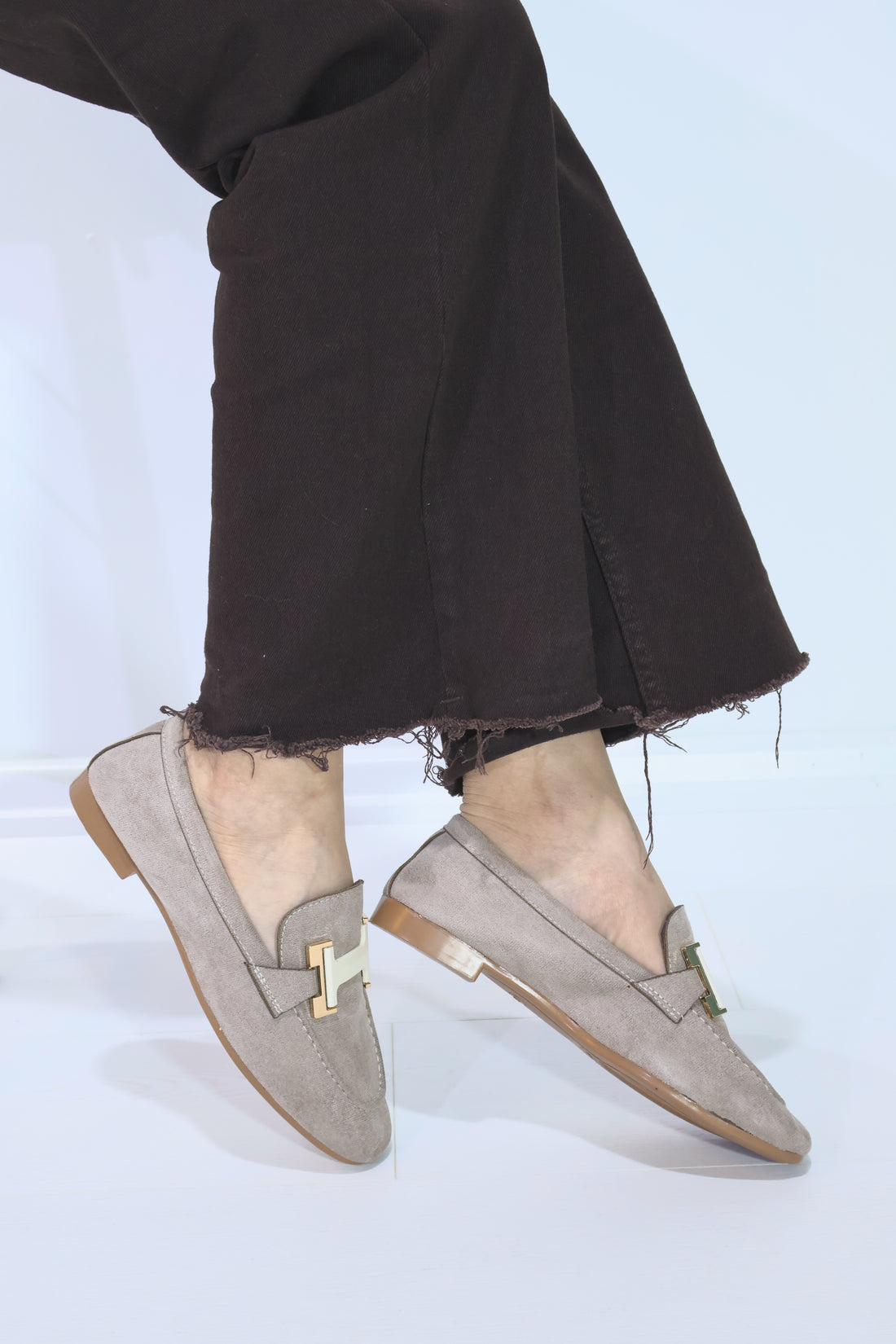 Kadın Süet H Tokalı Loafer Ayakkabı