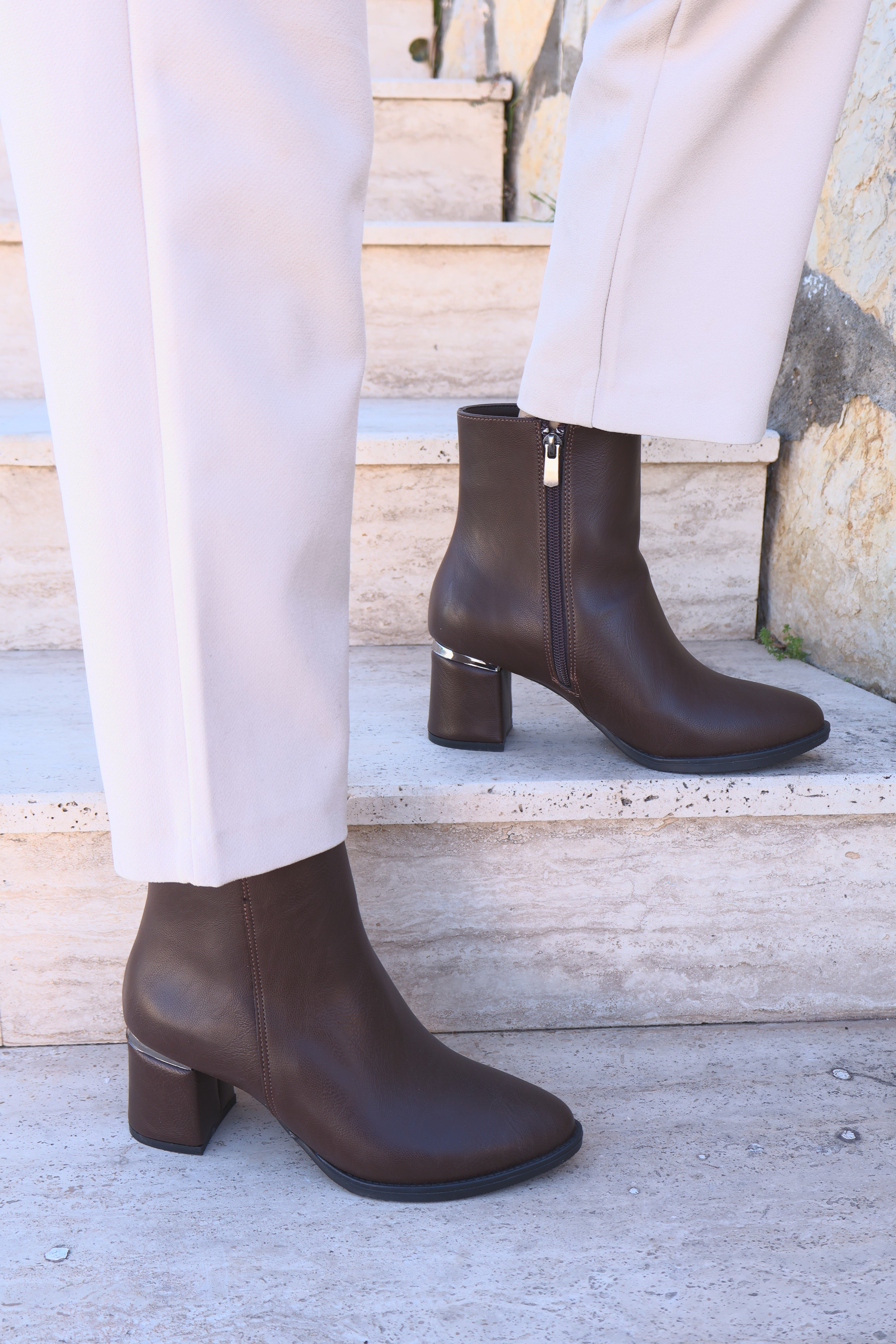 Lumbi Kahve Kadın Topuklu Bot