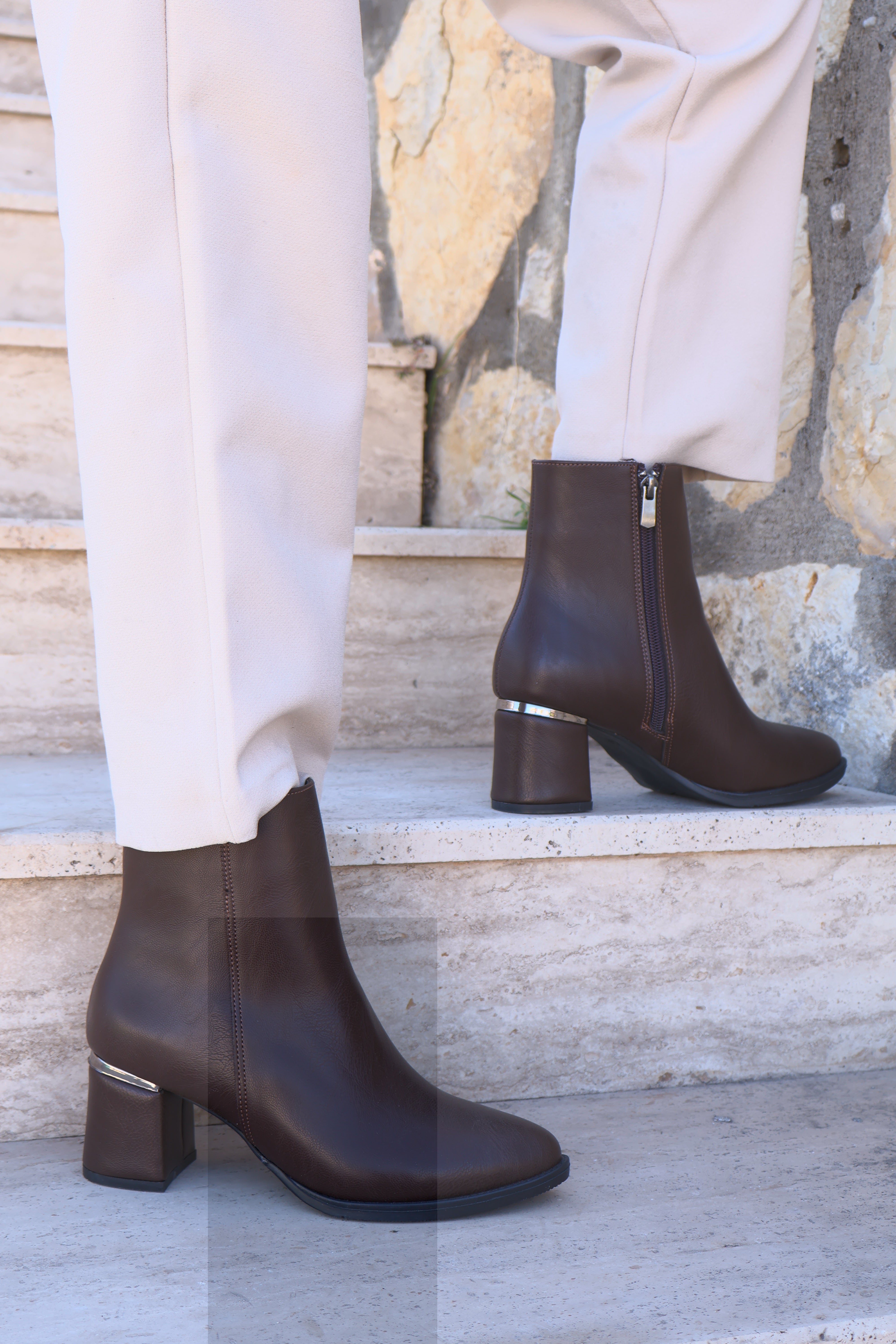 Lumbi Kahve Kadın Topuklu Bot