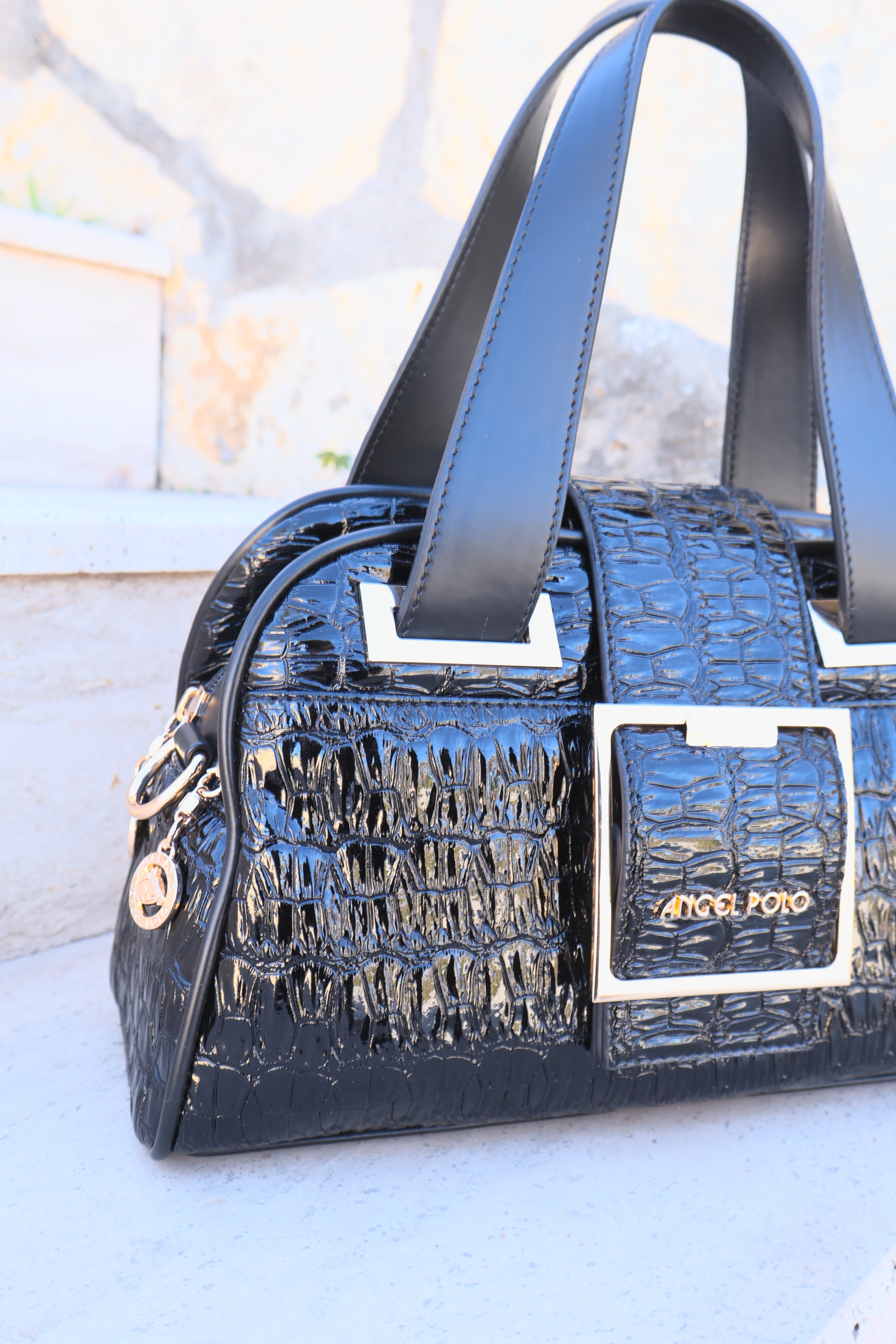 Timsah Desenli Sİyah Kadın Çanta