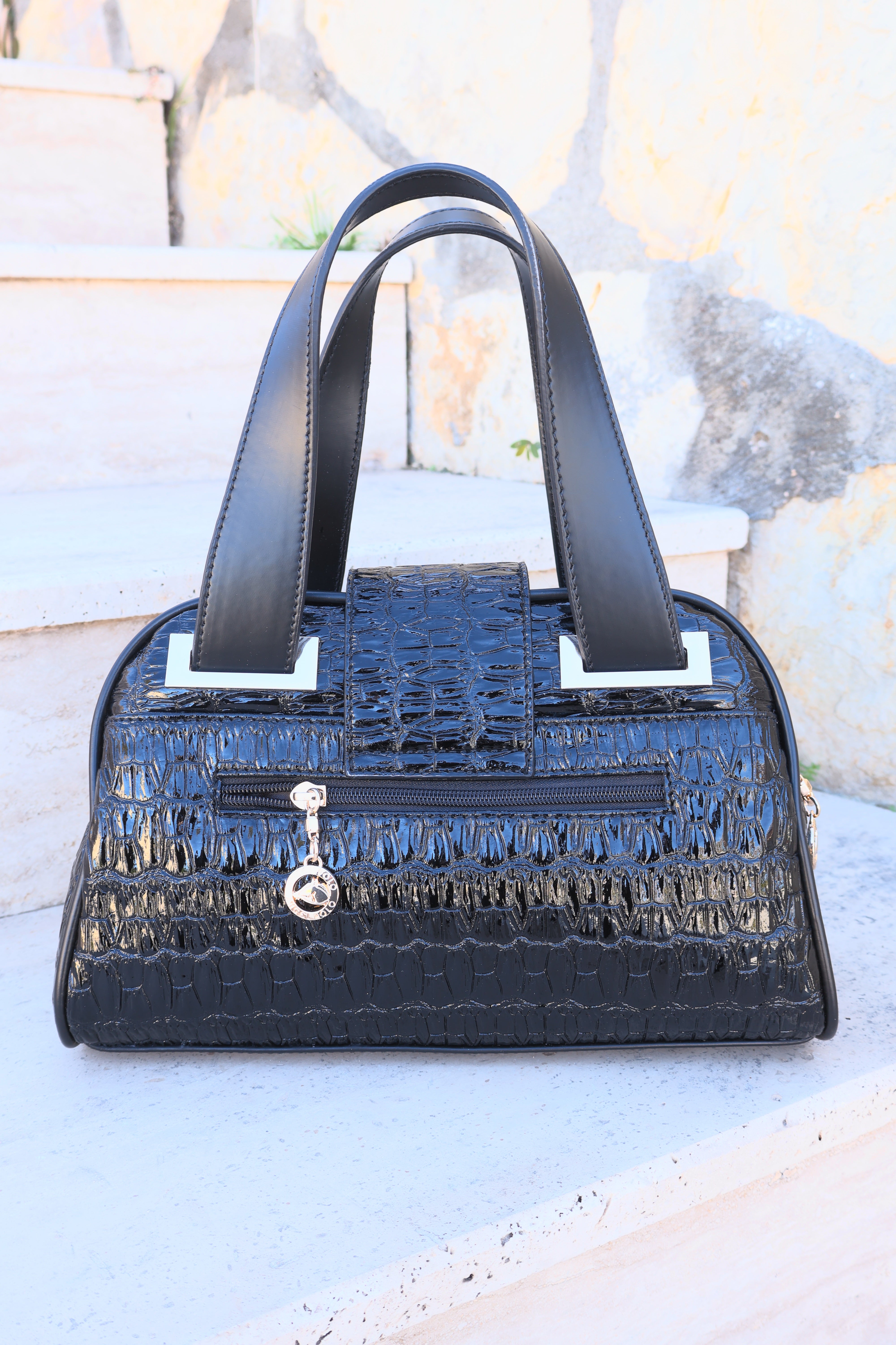 Timsah Desenli Sİyah Kadın Çanta