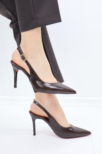 Leona Sivri Burun Slingback Topuklu Ayakkabı