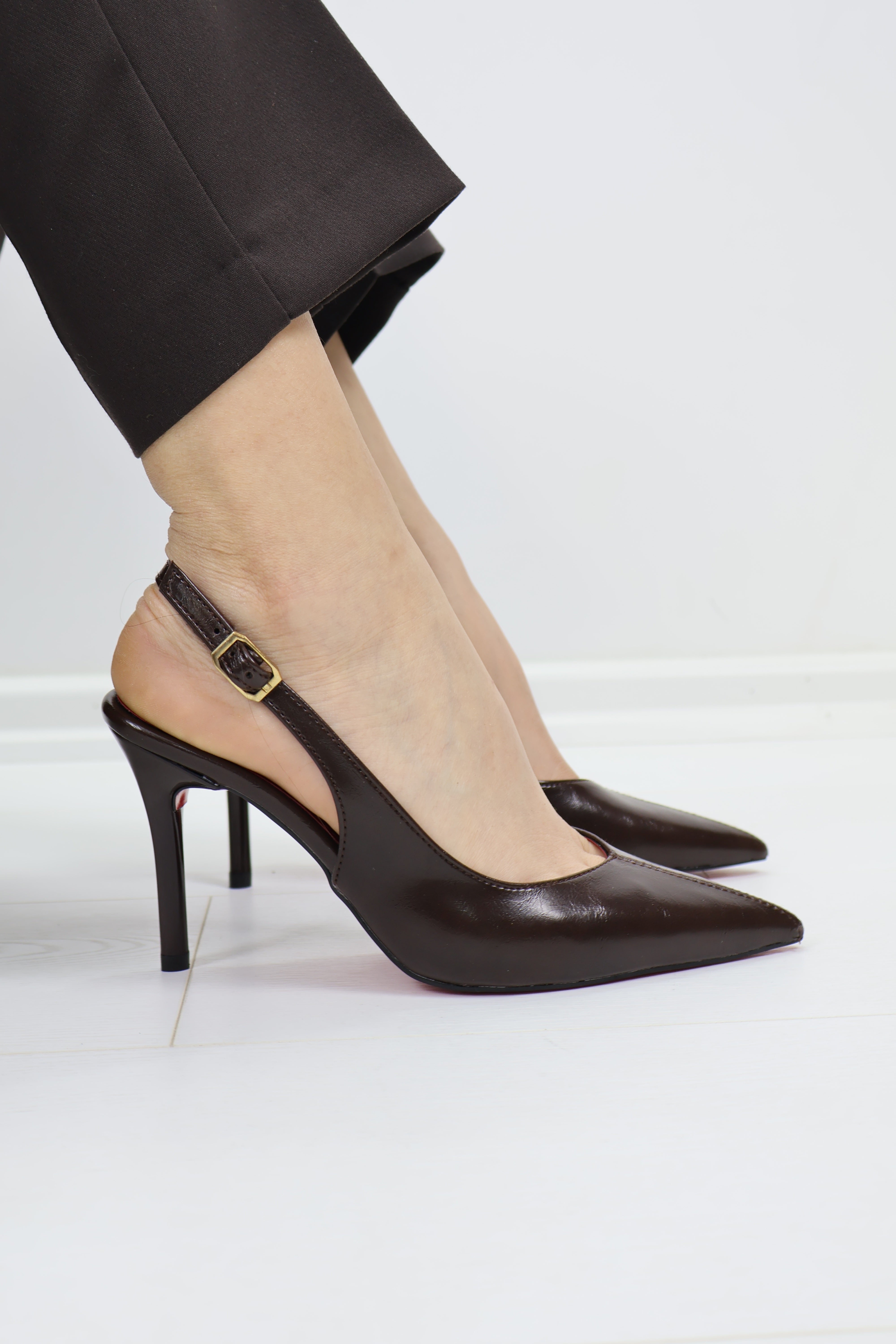 Leona Sivri Burun Slingback Topuklu Ayakkabı