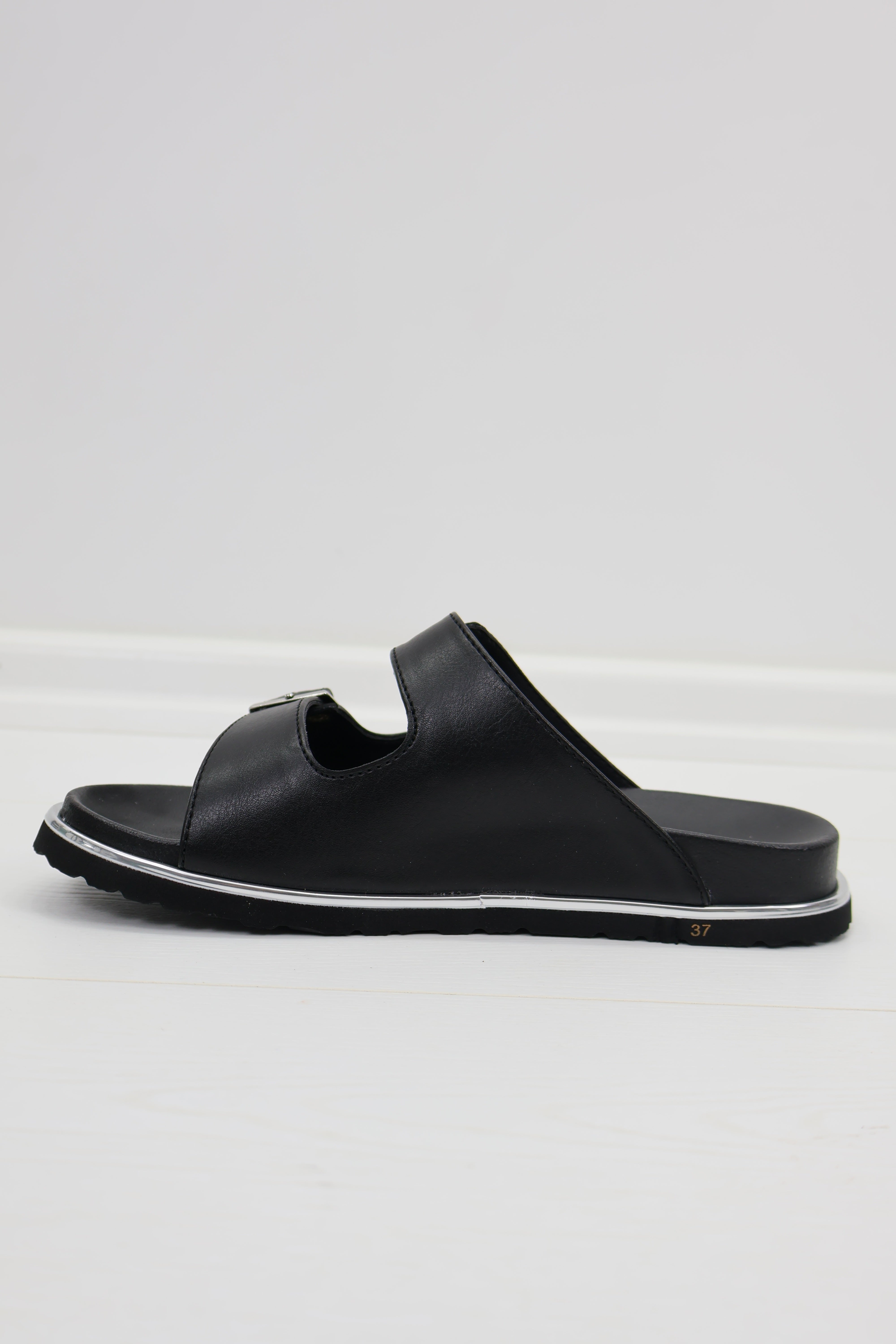 Ceyo 9988-8 Çift Bantlı Tokalı Unisex Terlik - Siyah