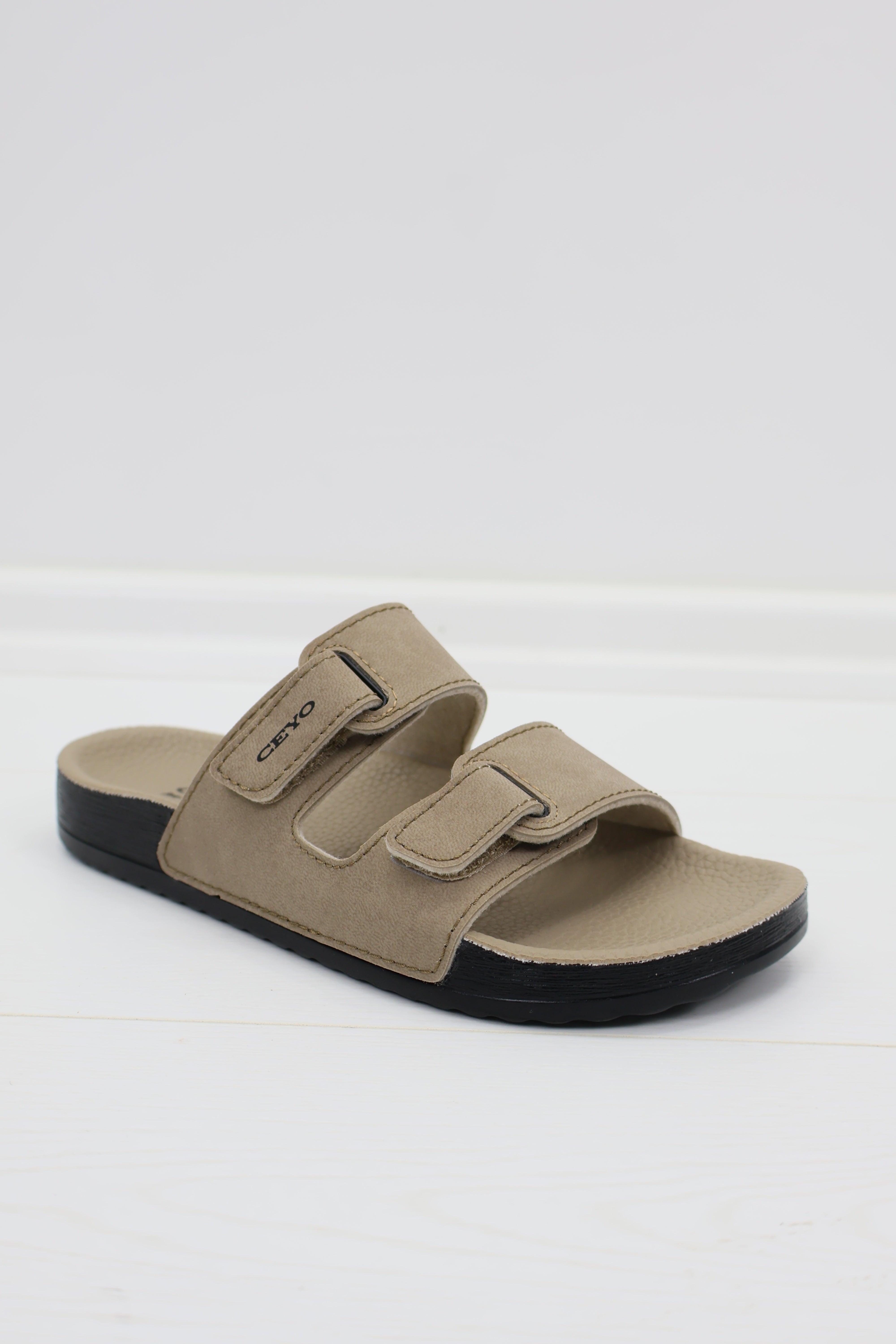 Ceyo Bahama Çift Bantlı Unisex Terlik - Bej