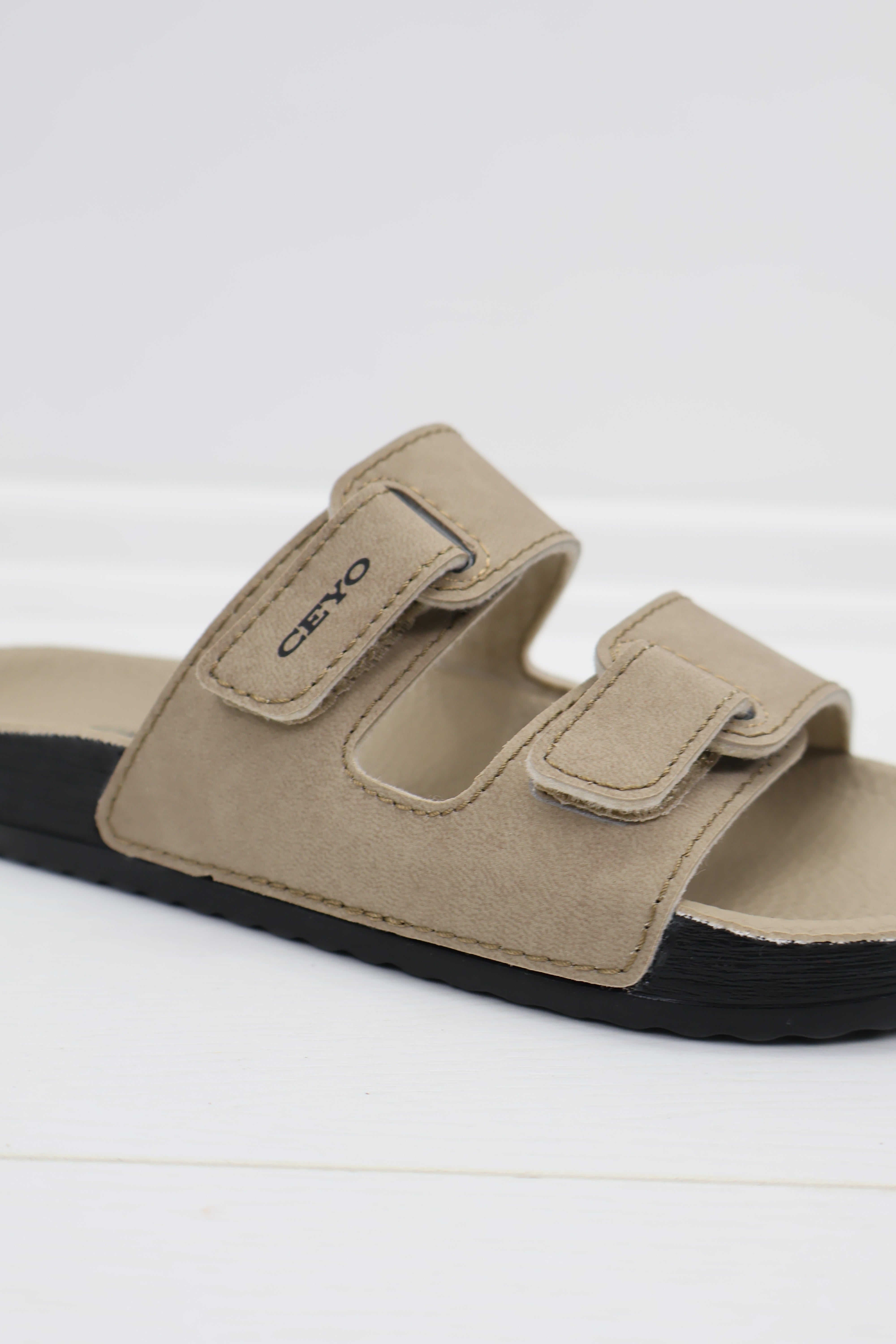 Ceyo Bahama Çift Bantlı Unisex Terlik - Bej