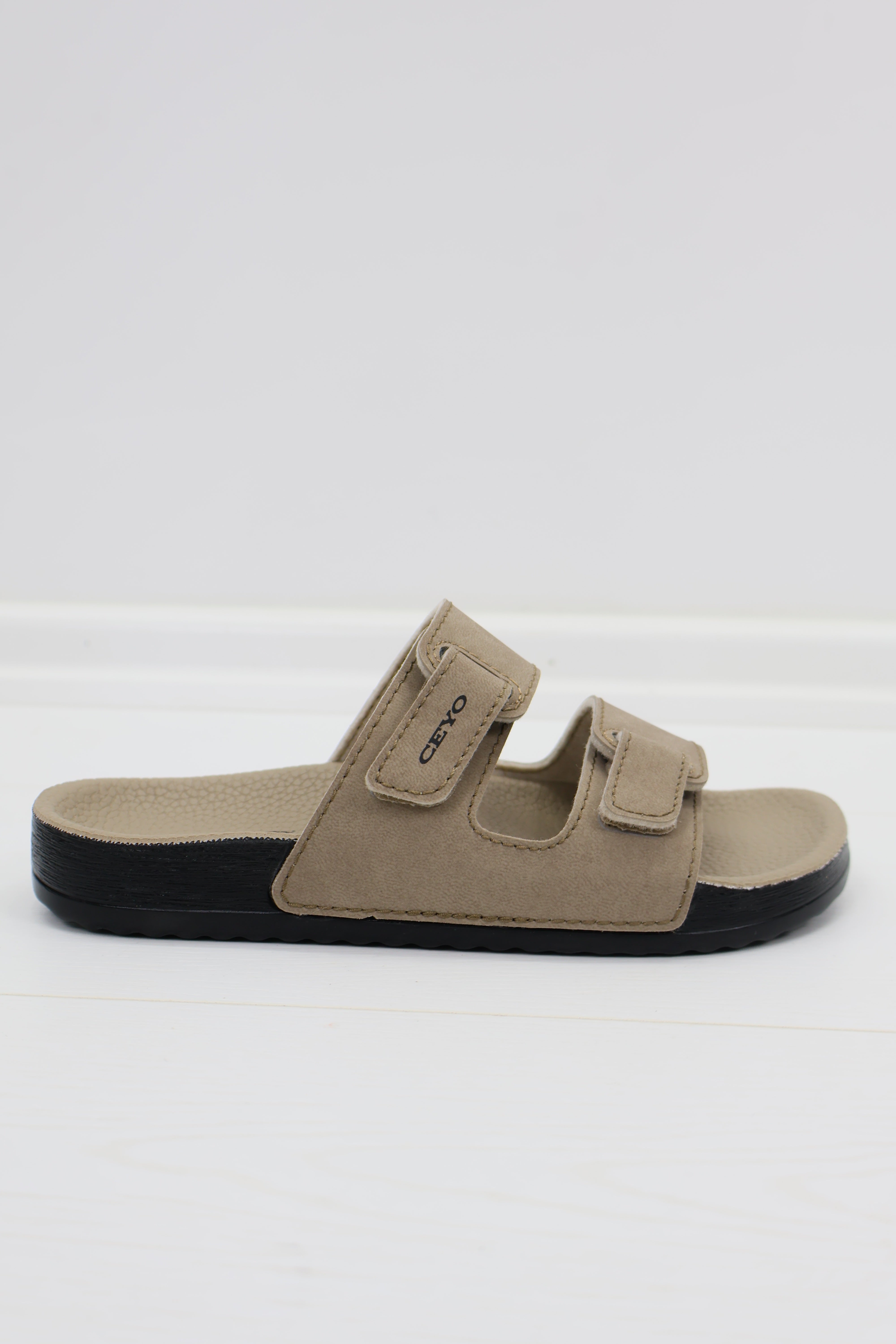 Ceyo Bahama Çift Bantlı Unisex Terlik - Bej