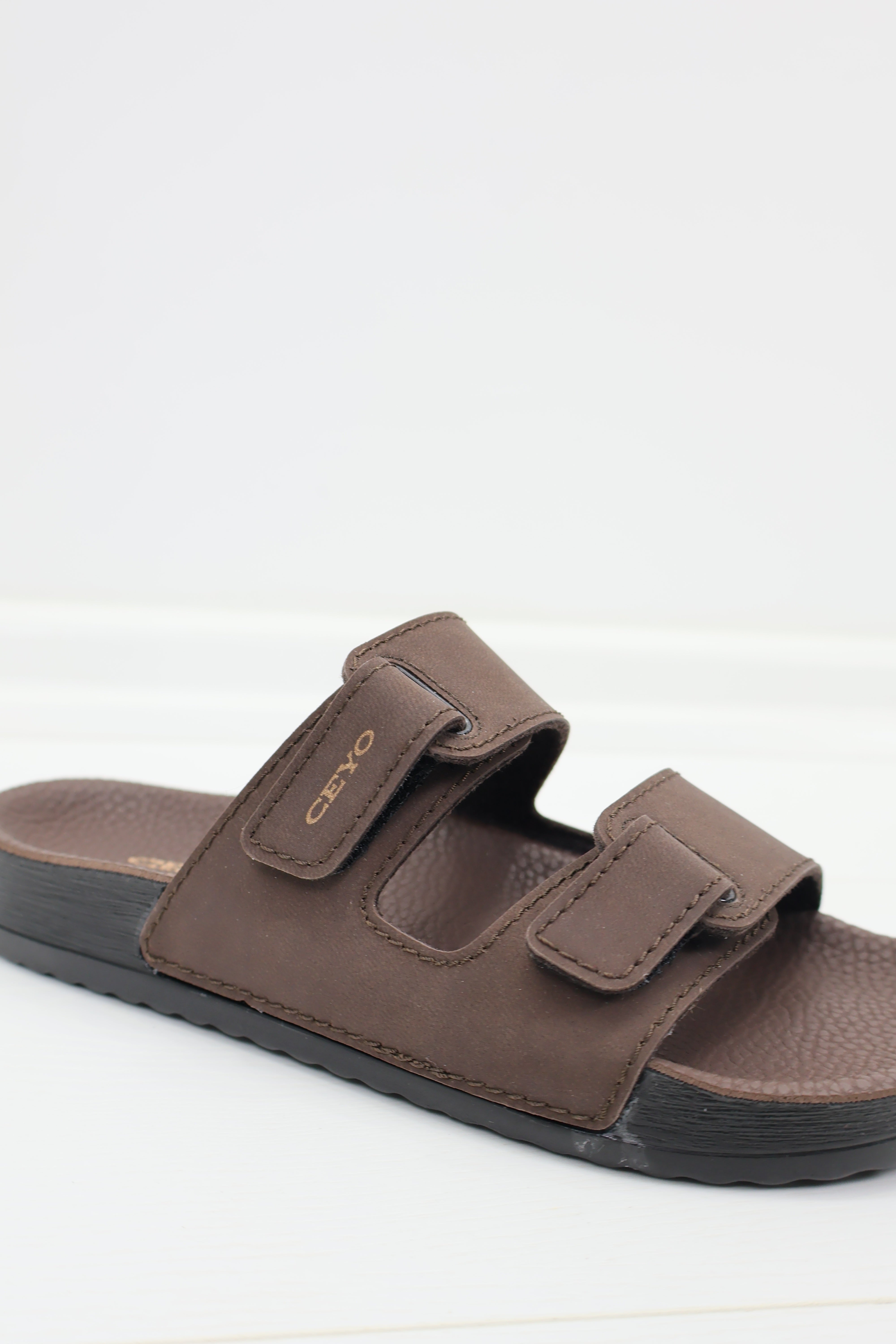 Ceyo Bahama Çift Bantlı Unisex Terlik - Kahverengi