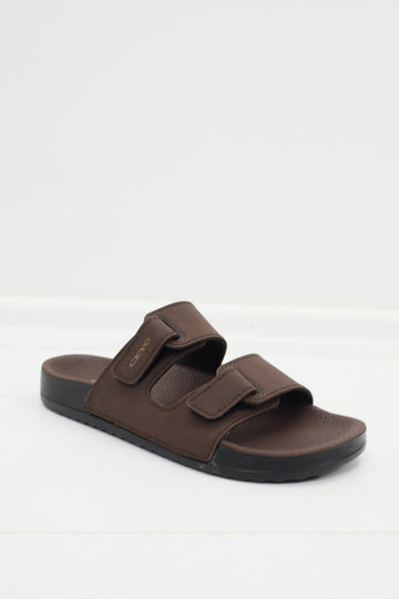 Ceyo Bahama Çift Bantlı Unisex Terlik - Kahverengi