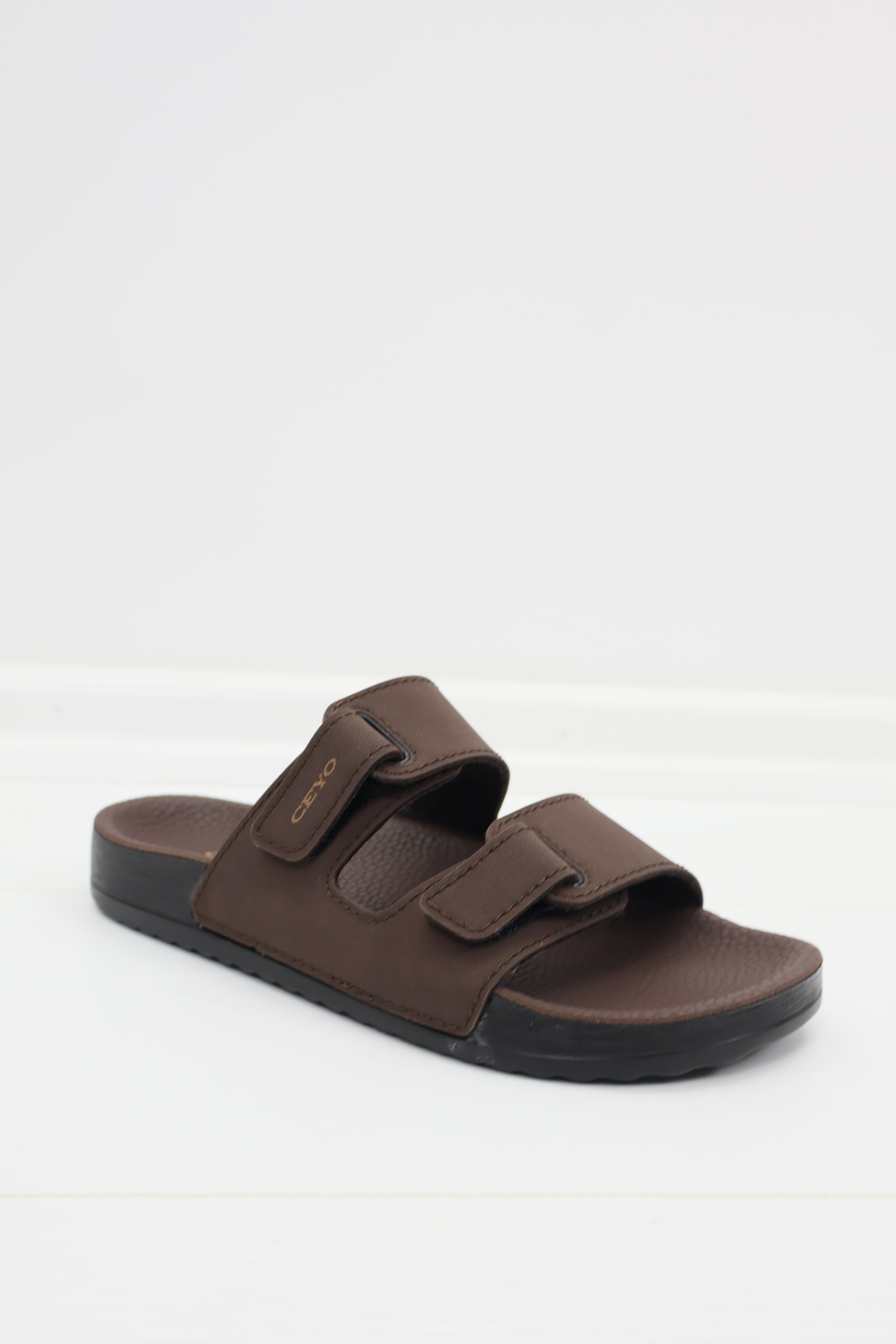 Ceyo Bahama Çift Bantlı Unisex Terlik - Kahverengi