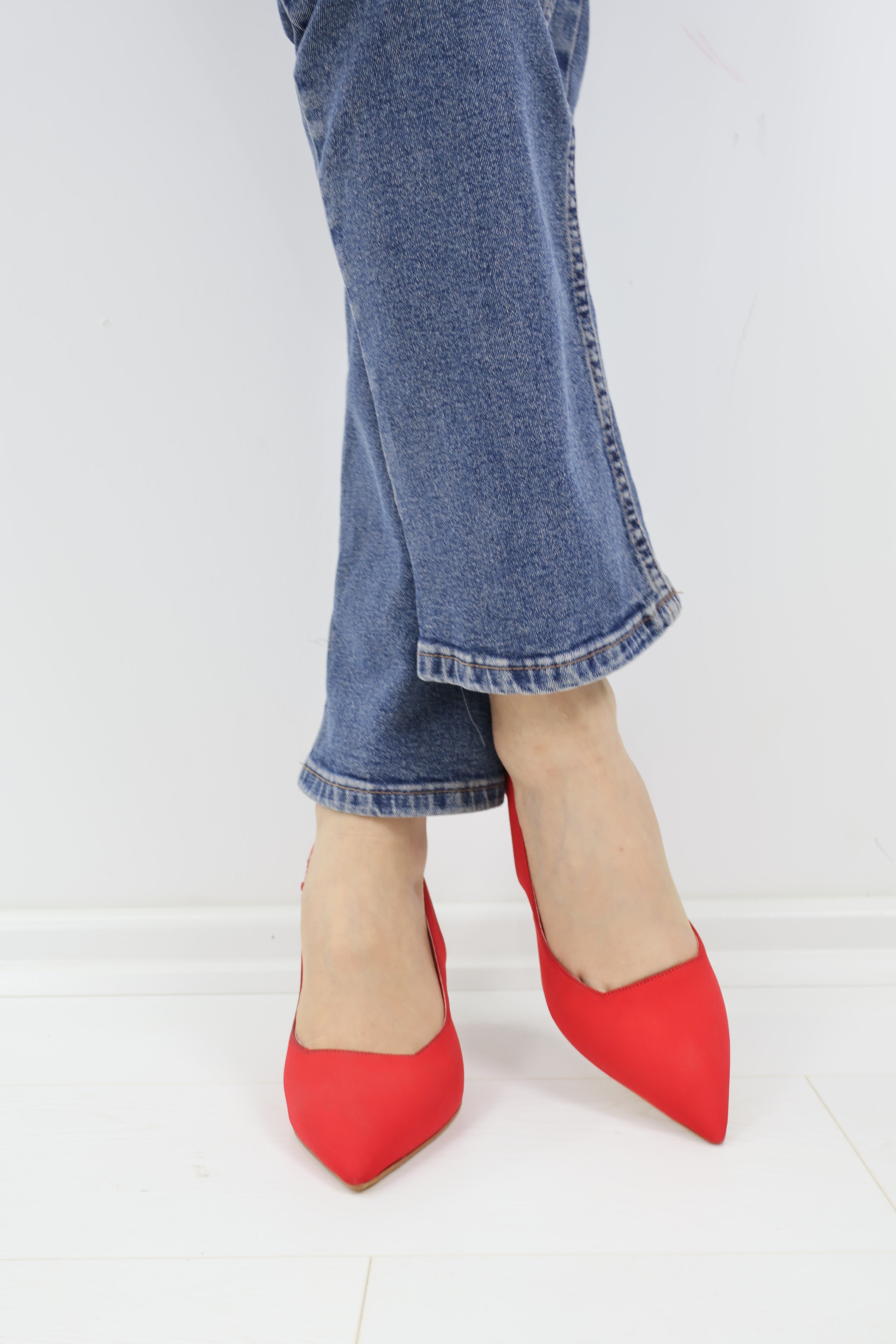 Kırmızı Slingback Topuklu Ayakkabı