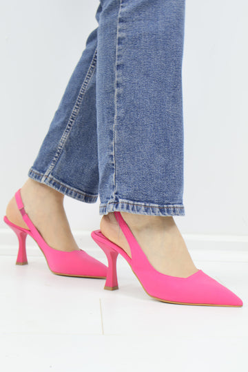 Fuşya Slingback Topuklu Ayakkabı